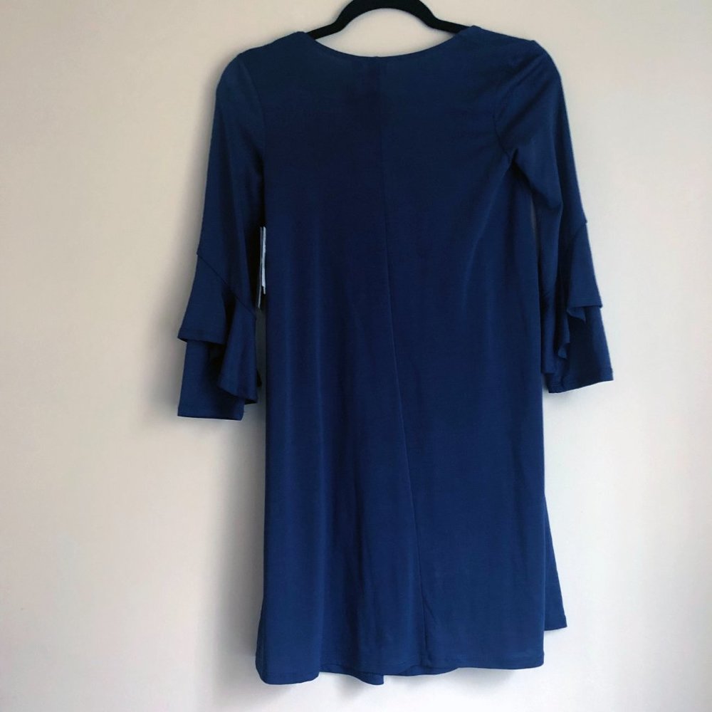 NWT Trixxi Stormy Blue Long Sleeve Criss-Cross A-Line Dress | Size XXS - Picture 6 of 13
